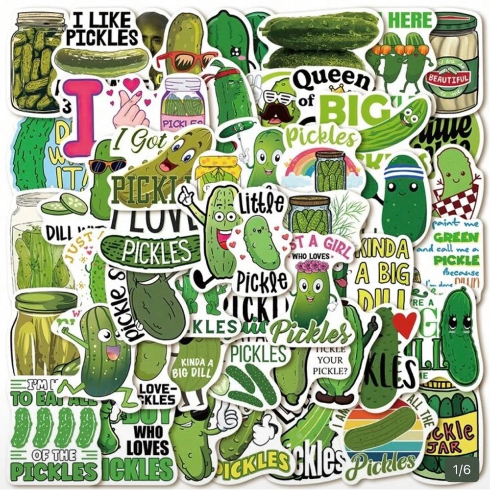 50 Green Pickle Stickers Funny & Fun - Picture 7 of 7